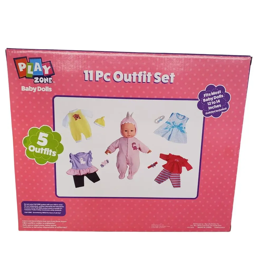 Play Zone Baby Doll Clothes 11 Piece Outfit Set NEW